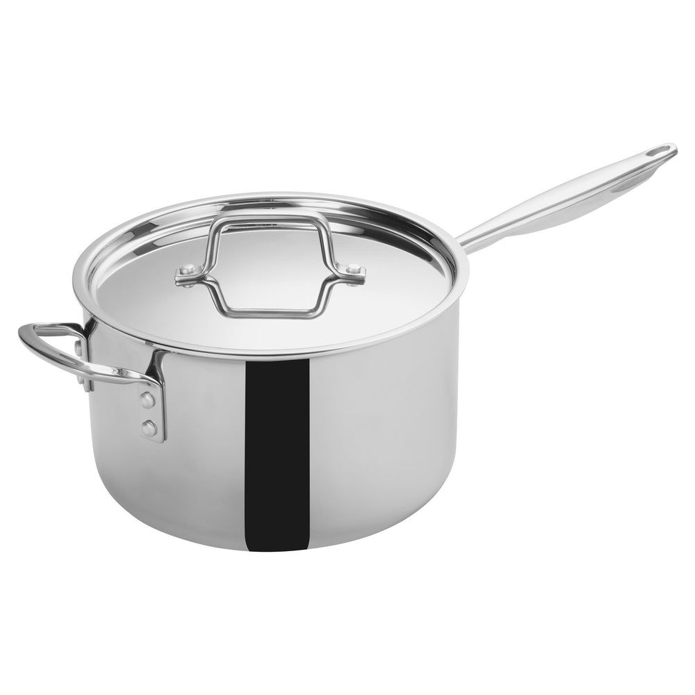 Winco Tri Gen Triply Stainless Steel Sauce Pan With Cover And Helper Handle, 7 Quart Capacity -- 2 Per Case