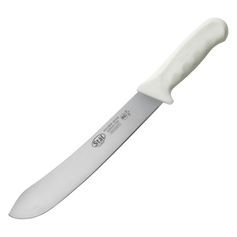 Winco Stal Stamped Butcher Knife With White Polypropylene Handle, 10 Inch Blade -- 36 Per Case