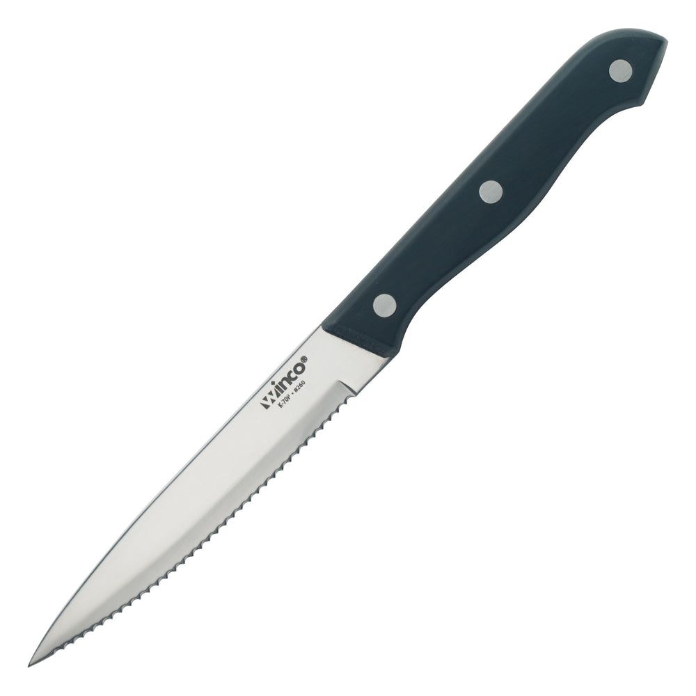 Winco Stainless Steel Pointed Tip Steak Knife With Solid Pom Handle, 5 Inch Blade -- 288 Per Case