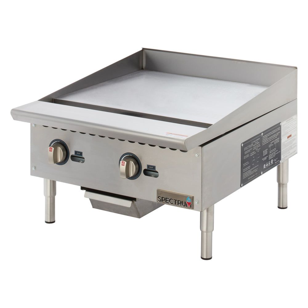Winco Stainless Steel Spectrum 2 Heat Zone Natural / Lp Gas Griddle, 24 Inch