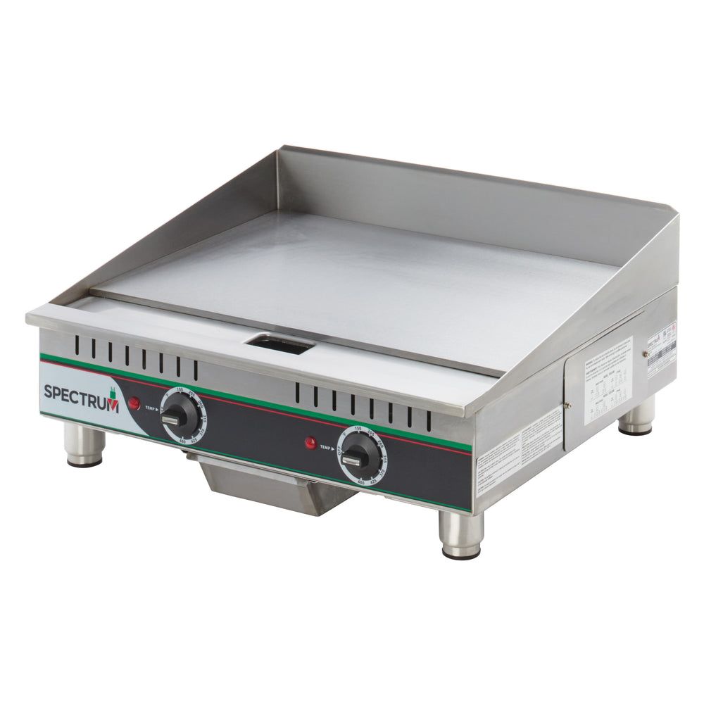Winco Spectrum Stainless Steel 208/240v Two Heat Zones Electric Griddle Set, 24 X 21.7 X 12.9 Inch