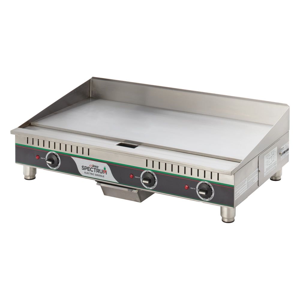 Winco Spectrum Stainless Steel 208/240v Two Heat Zones Electric Griddle Set, 36 X 21.7 X 12.9 Inch