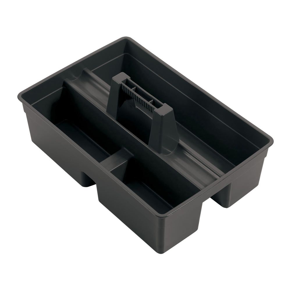Winco Black Plastic 3 Compartment Janitorial Caddy, 15 1/4 X 10 3/4 X 6 3/4 Inch -- 12 Per Case