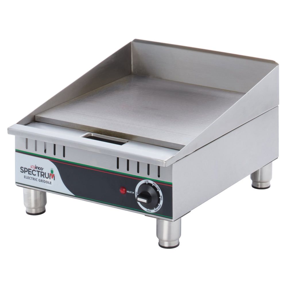 Winco Spectrum Stainless Steel 120v One Heat Zone Electric Griddle Set, 16 X 19.13 X 12.88 Inch