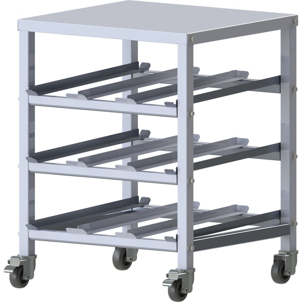 Winco Heavy Duty Aluminum Mobile Under Counter 3 Tier Can Storage Rack, 26 3/4 X 25 1/2 X 33 1/2 Inch
