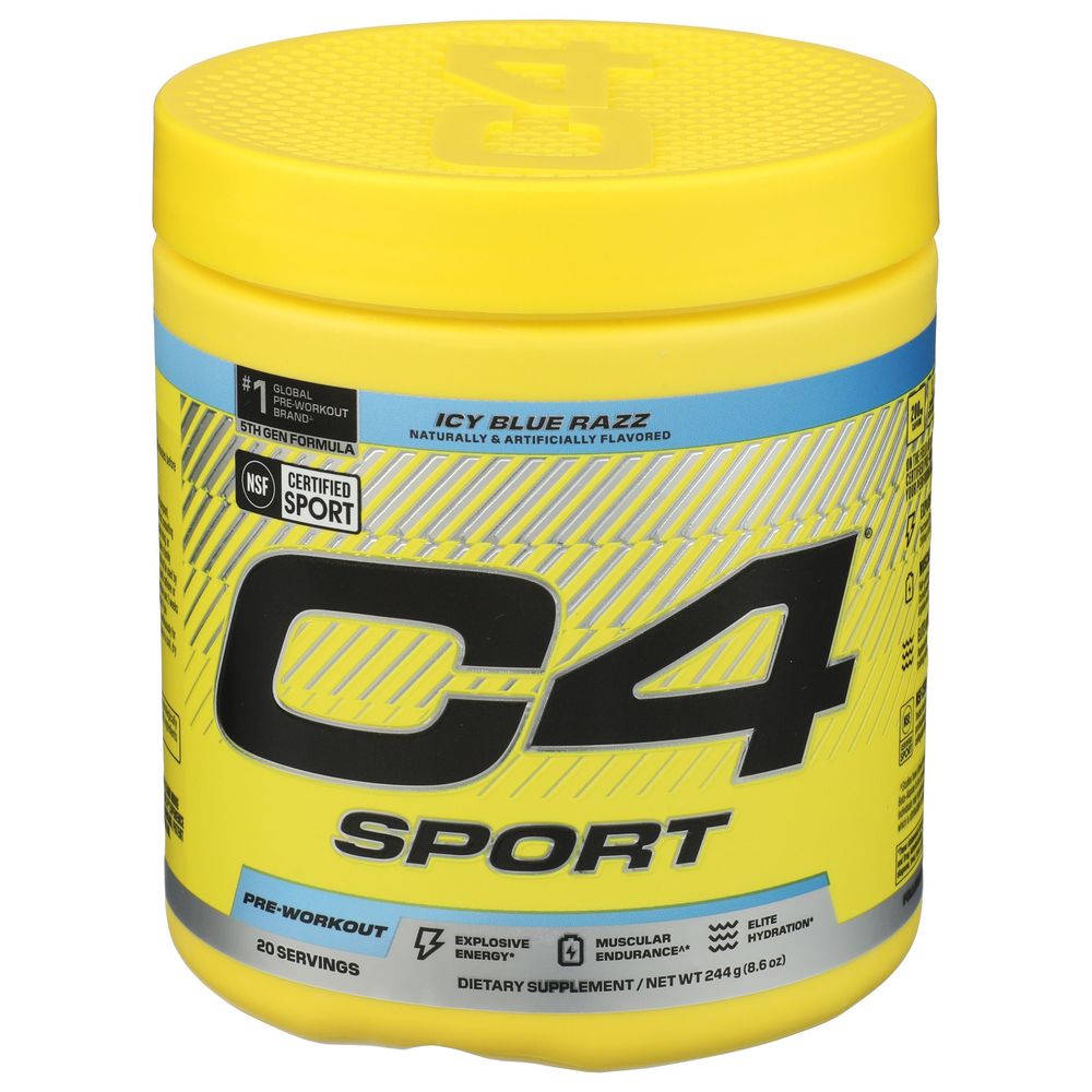 C4 Sport Icy Blue Raspberry Pre Workout Supplement, 8.6 Ounce