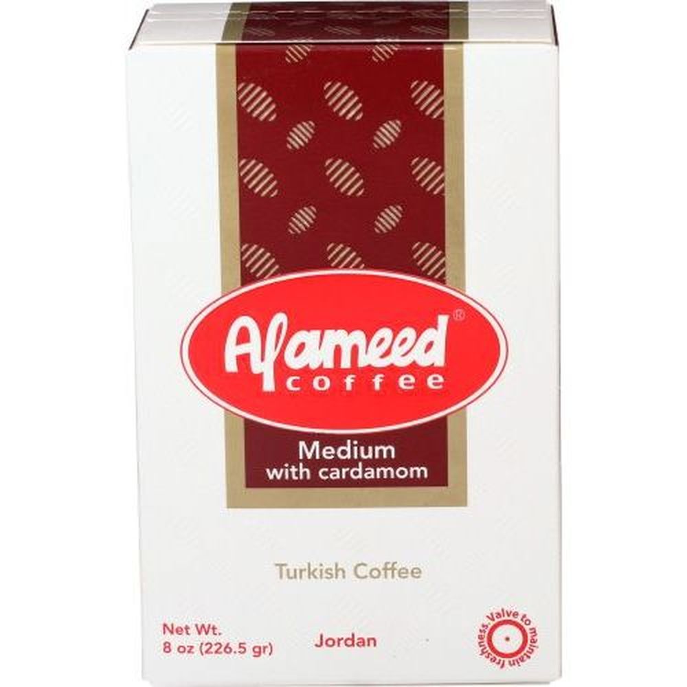 Al Ameed Medium With Cardamom Turkish Ground Coffee, 8 Ounce -- 20 Per Case