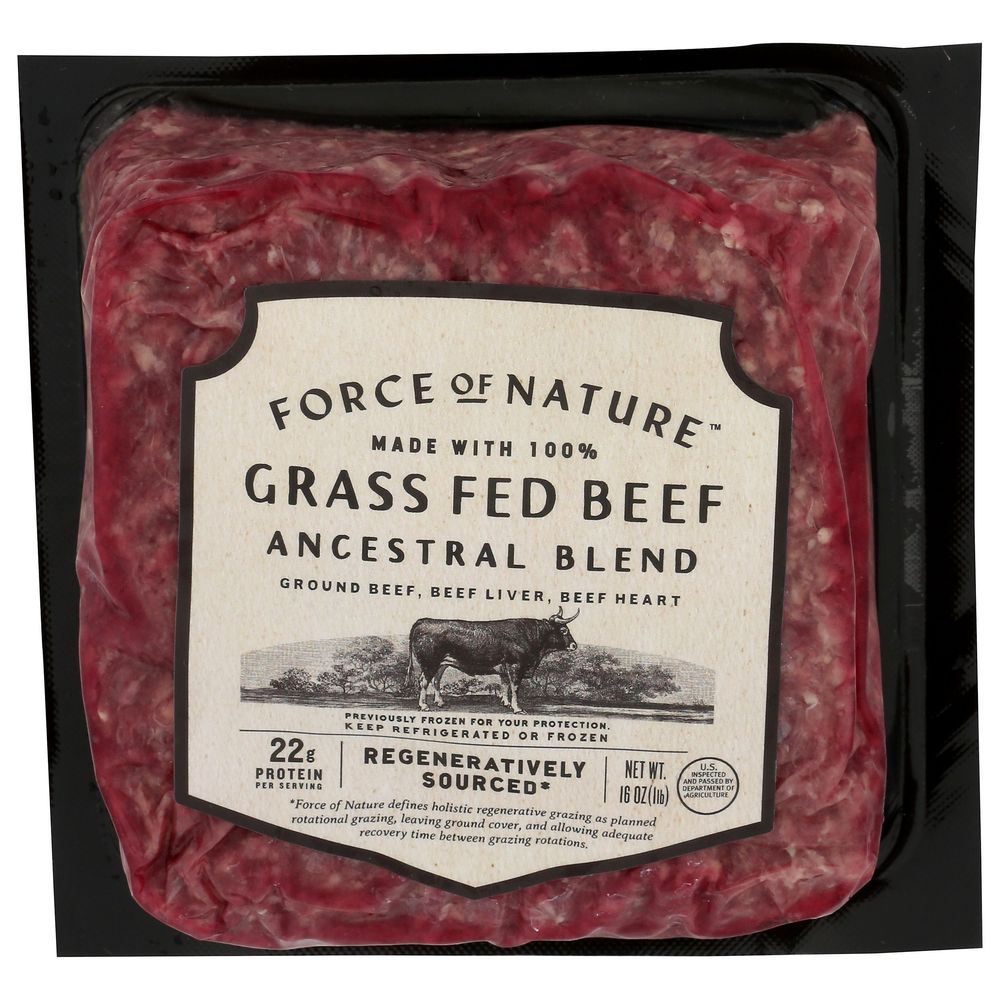 Force Of Nature Ancestral Blend Ground Beef, 16 Ounce -- 12 Per Case