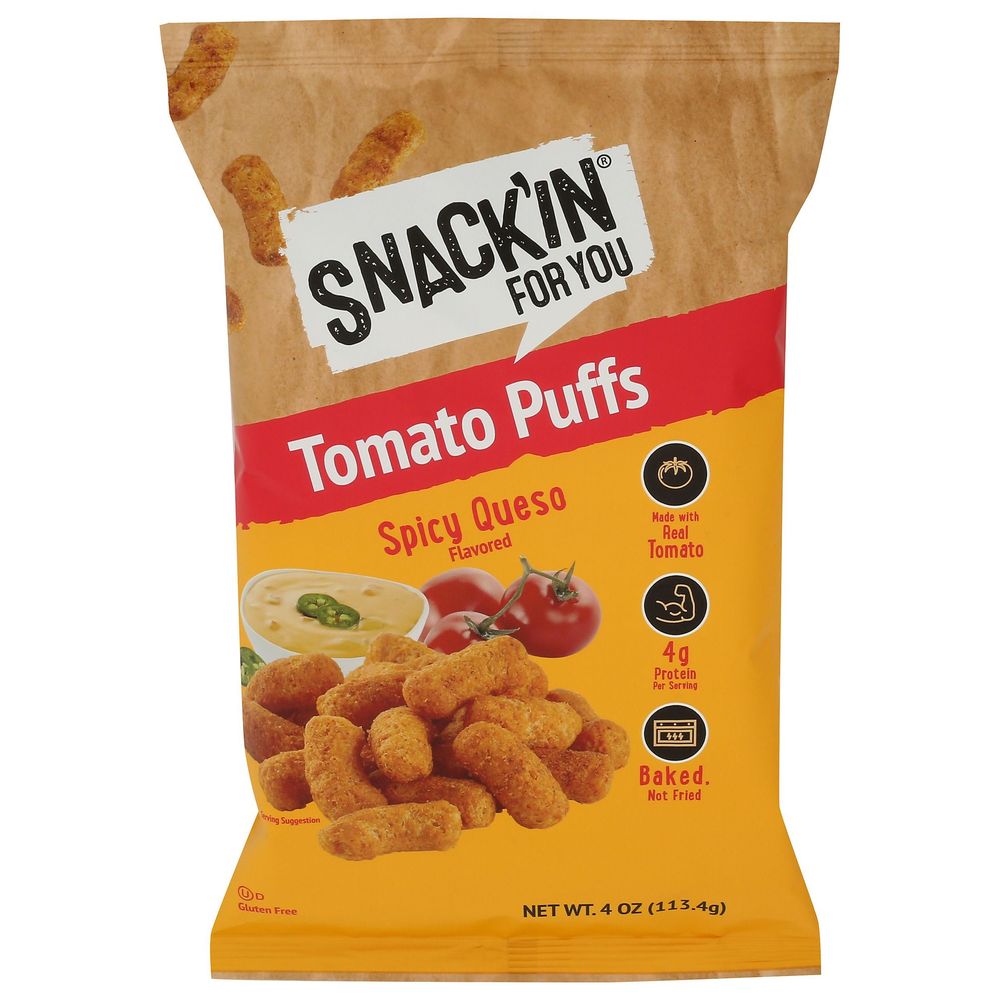 Snackin For You Spicy Queso Tomato Puffs, 4 Ounce -- 12 Per Case
