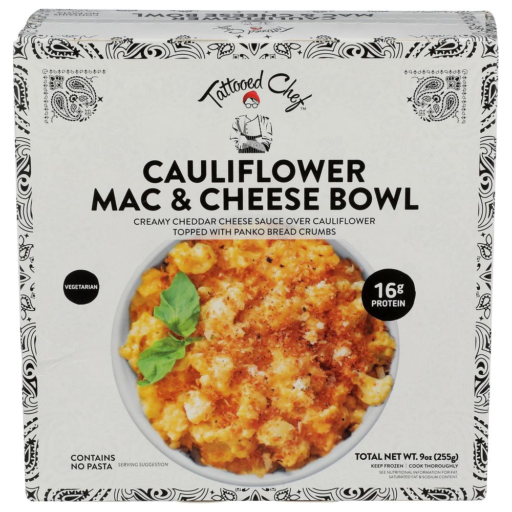 Tattooed Chef Bowl De Macarrones Con Queso Y Coliflor, 9 Onzas -- 6 Por Caja