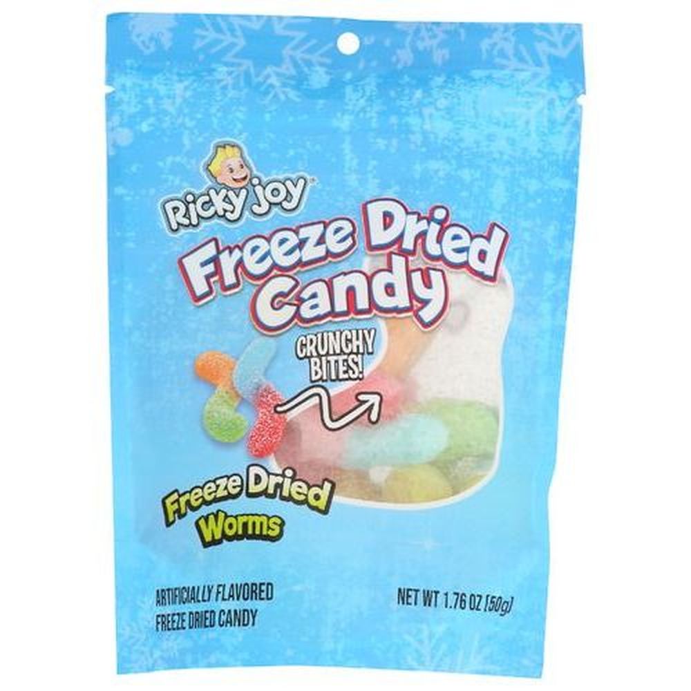 Ricky Joy Freeze Dried Worms Candy, 1.76 Ounce -- 24 Per Case