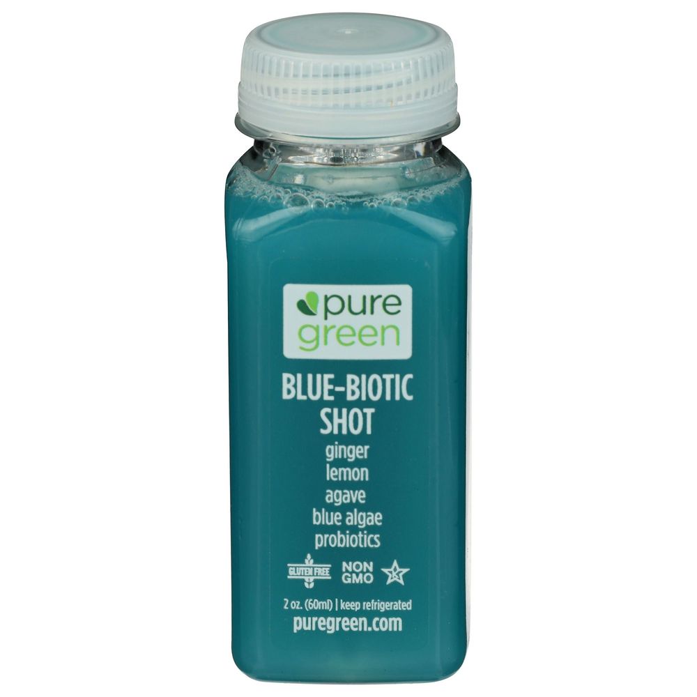 Pure Green Blue Biotic Energy Shot, 2 Fluid Ounce -- 12 Per Case