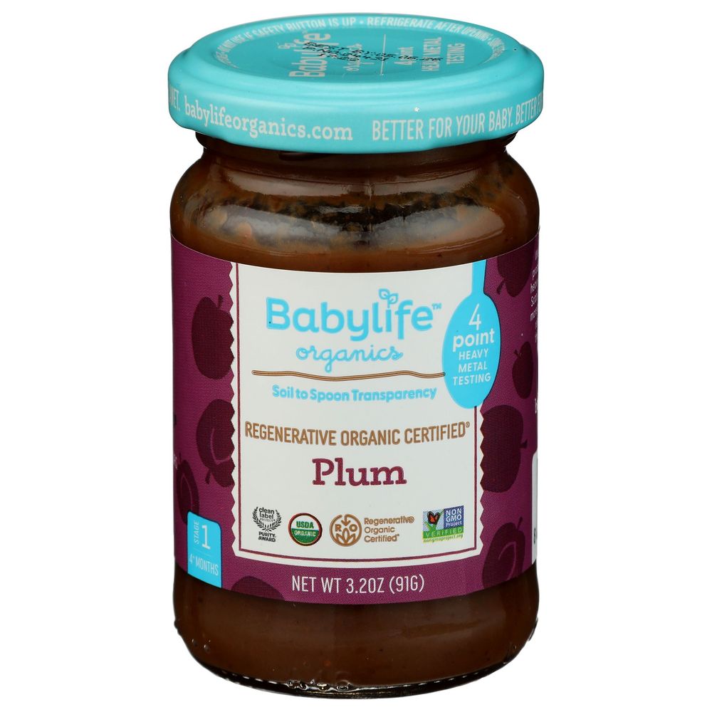 Babylife Organics Plum For Stage 1 Babies, 3.2 Ounce -- 12 Per Case