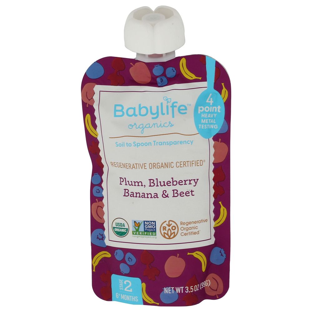 Babylife Organics Plum Blueberry Banana And Beet For Stage 2 Babies, 3.5 Ounce -- 6 Per Case