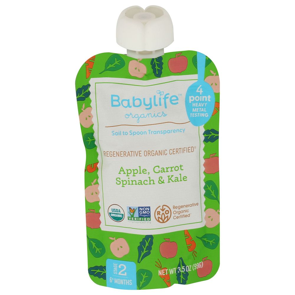 Babylife Organics Apple Carrot Spinach And Kale For Stage 2 Babies, 3.5 Ounce -- 6 Per Case