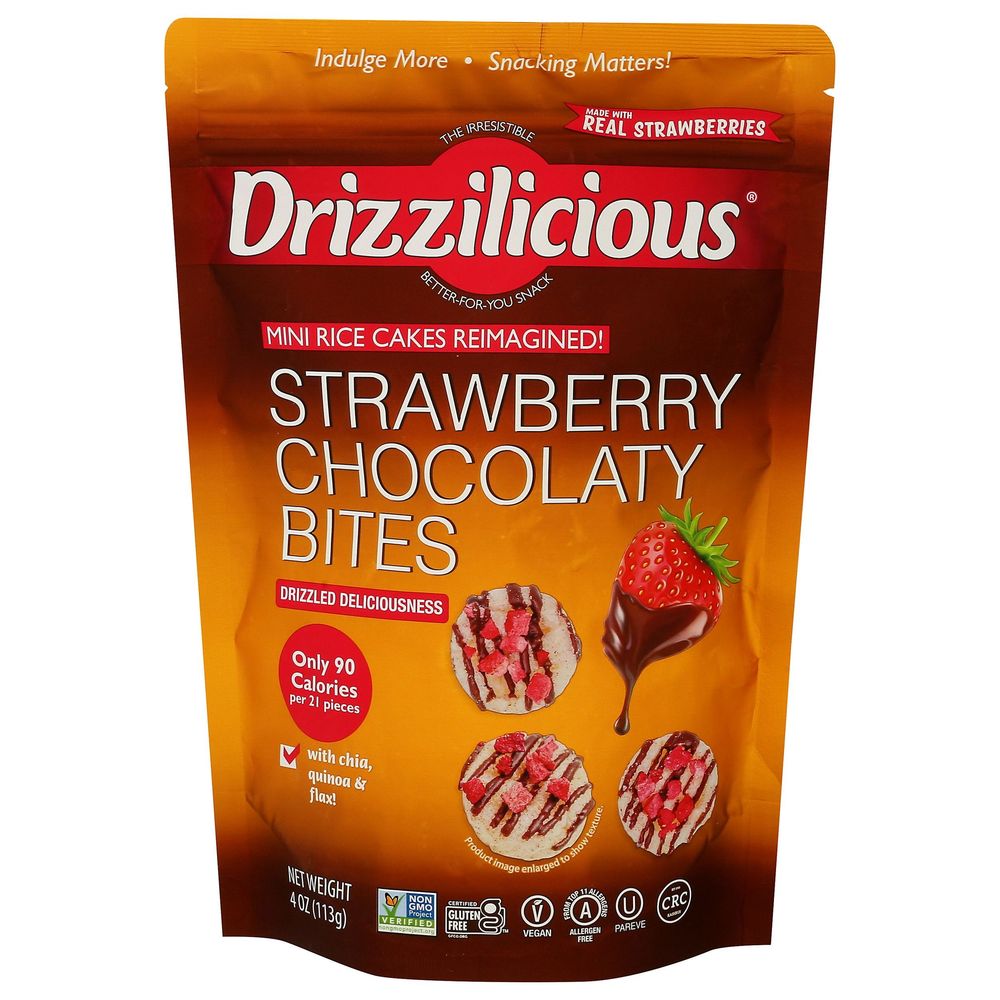 Drizzilicious Strawberry Chocolaty Bites Mini Rice Cake, 4 Ounce -- 6 Per Case
