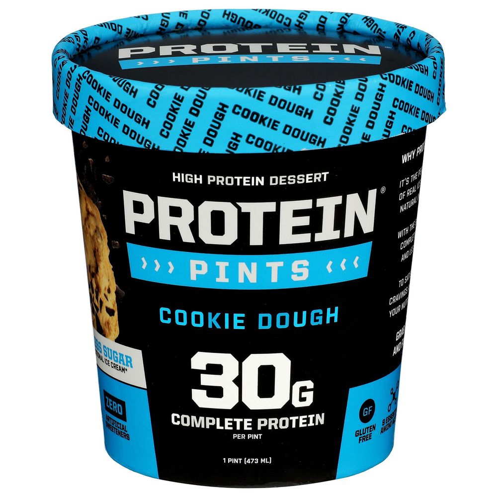 Protein Pints Cookie Dough 30 G Complete High Protein Ice Cream, 16 Ounce -- 8 Per Case