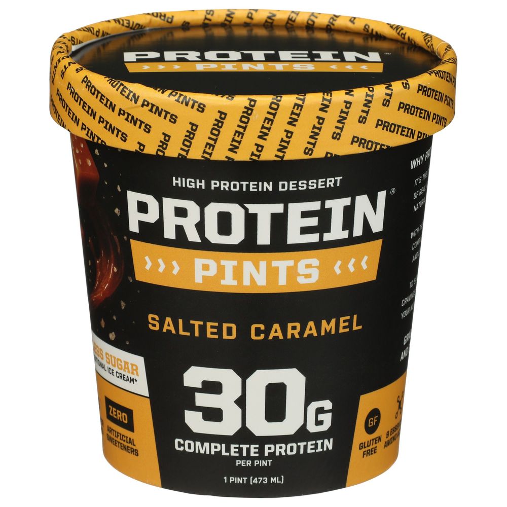 Protein Pints Salted Caramel 30 G Complete High Protein Ice Cream, 16 Ounce -- 8 Per Case