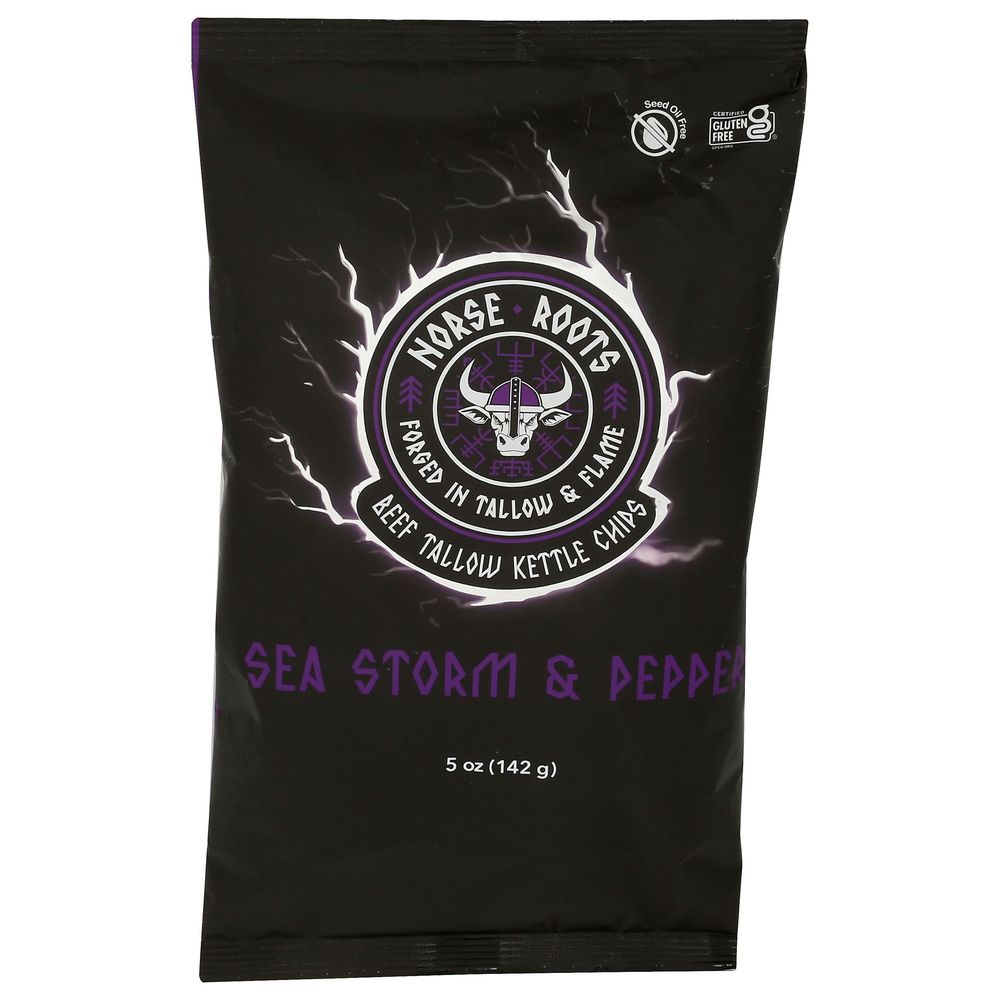 Norse Roots Berzerker Salt And Pepper Flavor Beef Tallow Kettle Chips, 5 Ounce -- 12 Per Case