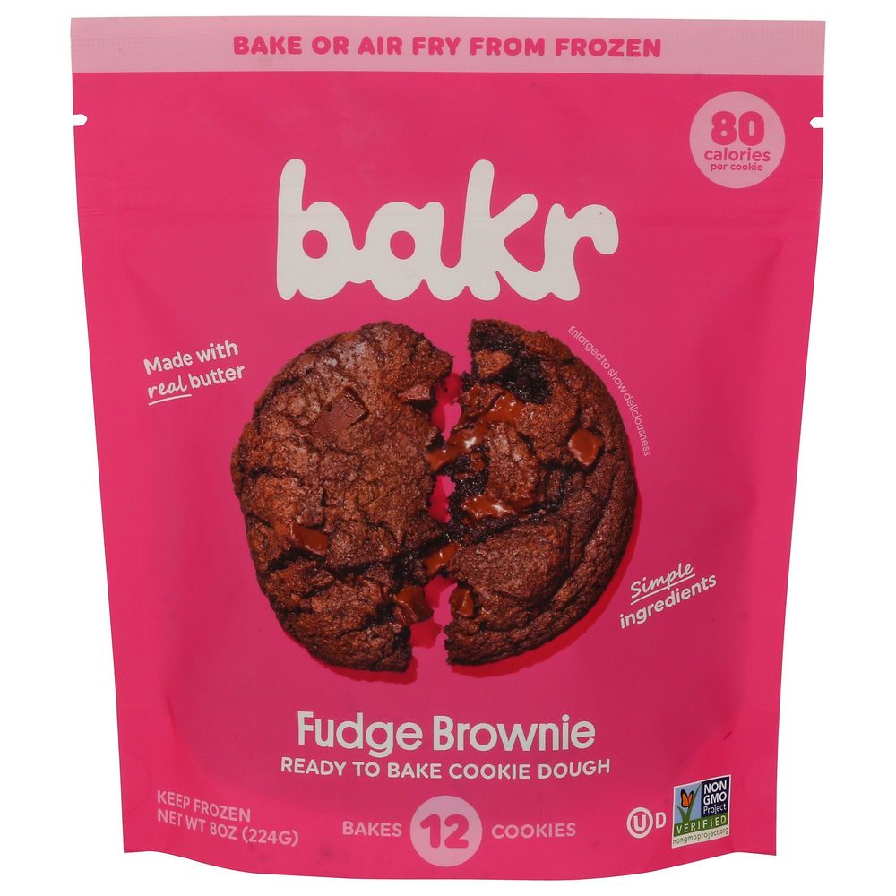 Bakr Fudge Brownie Ready To Bake Cookie Dough, 8 Ounce -- 8 Per Case