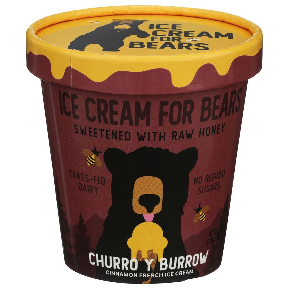 Ice Cream For Bears Churro And Burrow Cinnamon French Ice Cream, 14 Fluid Ounce -- 8 Per Case