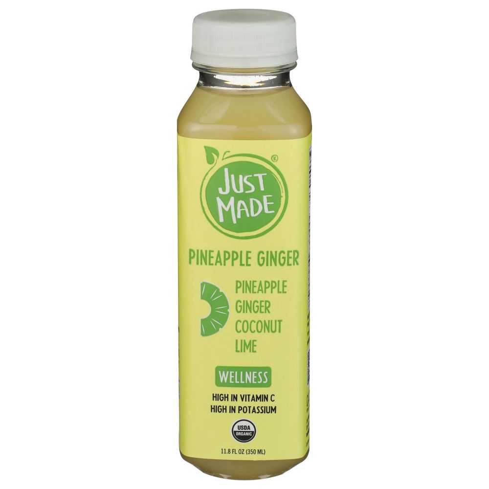 Just Made Wellness Pineapple Ginger Cold-pressed Juice, 11.8 Fluid Ounce -- 8 Per Case