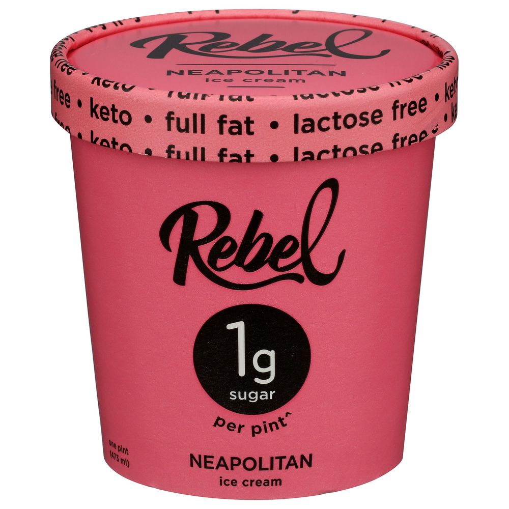 Rebel Neapolitan Ice Cream, 1 Pint -- 8 Per Case