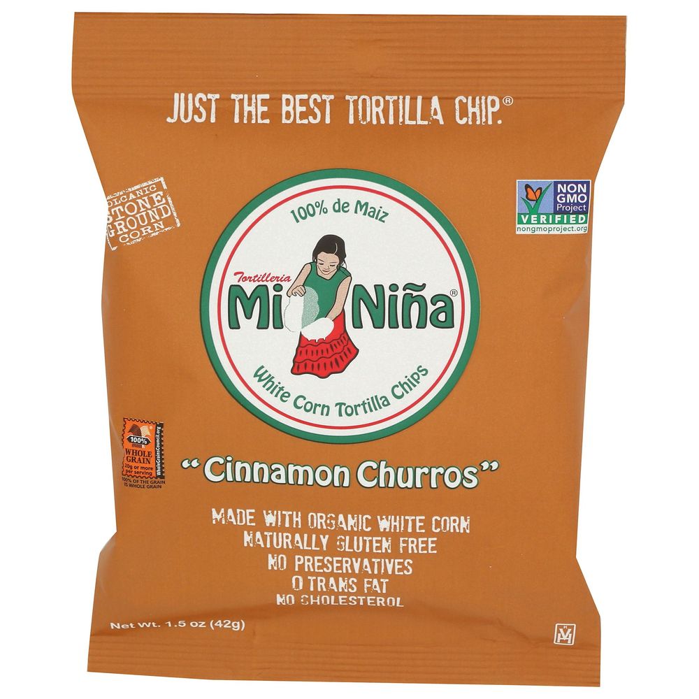 Mi Nina Cinnamon Churros White Corn Tortilla Chips, 1.5 Ounce -- 24 Per Case