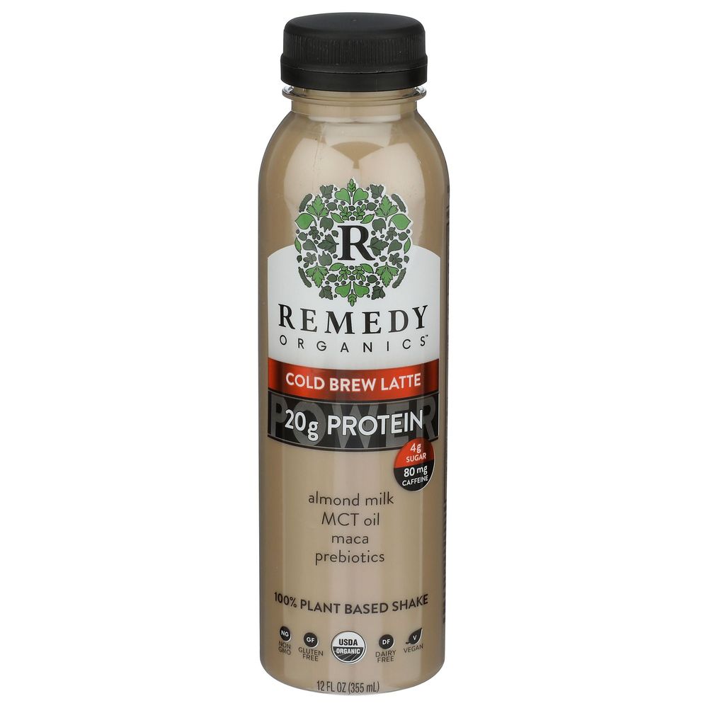 Remedy Organics Cold Brew Latte 20g Protein Shake, 12 Fluid Ounce -- 6 Per Case
