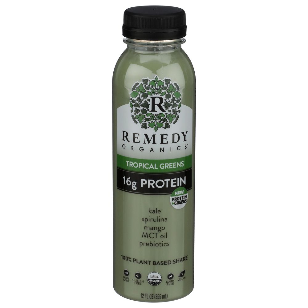 Remedy Organics Tropical Greens 16g Protein Shake, 12 Fluid Ounce -- 6 Per Case