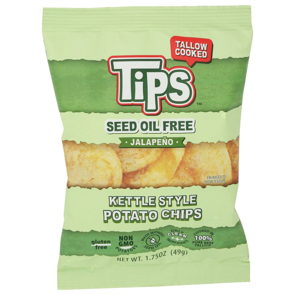 Tips Seed Oil Free Jalapeno Kettle Style Tallow Potato Chips, 1.75 Ounce -- 24 Per Case