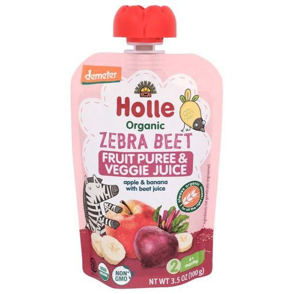 Holle Organic Zebra Beet Fruit And Veggie Purée For 6 Plus Months Baby, 3.5 Ounce -- 12 Per Case