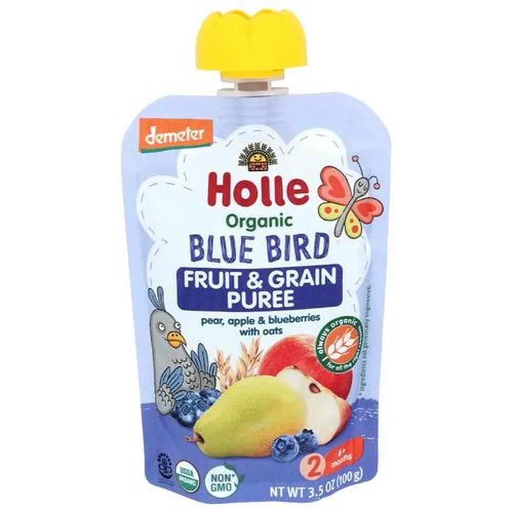 Holle Organic Blue Bird Fruit And Grain Puree For 6 Plus Months Baby, 3.5 Ounce -- 12 Per Case