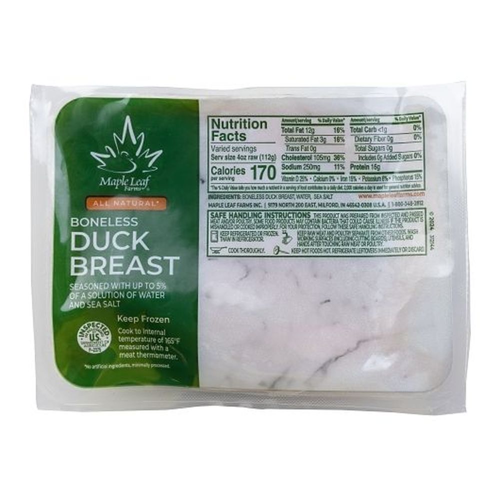 Maple Leaf Farms All Natural Boneless Duck Breast, 6 Ounce -- 32 Per Case