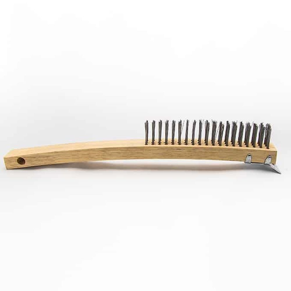 American Metalcraft Black Bristles Steel Scraper With Light Brown Wood Handle, 13-1/2 Inch Length X 5-7/8 Inch Height -- 72 Per Case