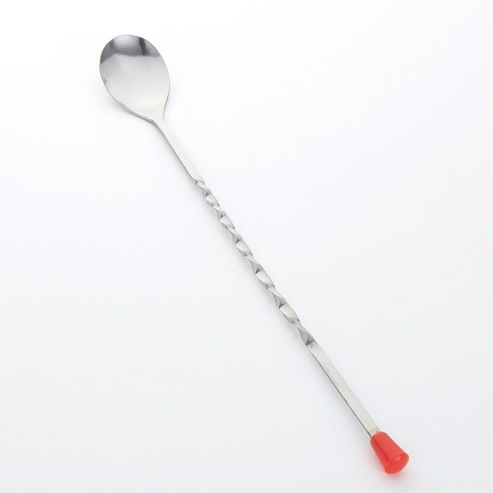 American Metalcraft Stainless Steel Twisted Bar Spoon Red Knob, 12 Inch Length -- 480 Per Case
