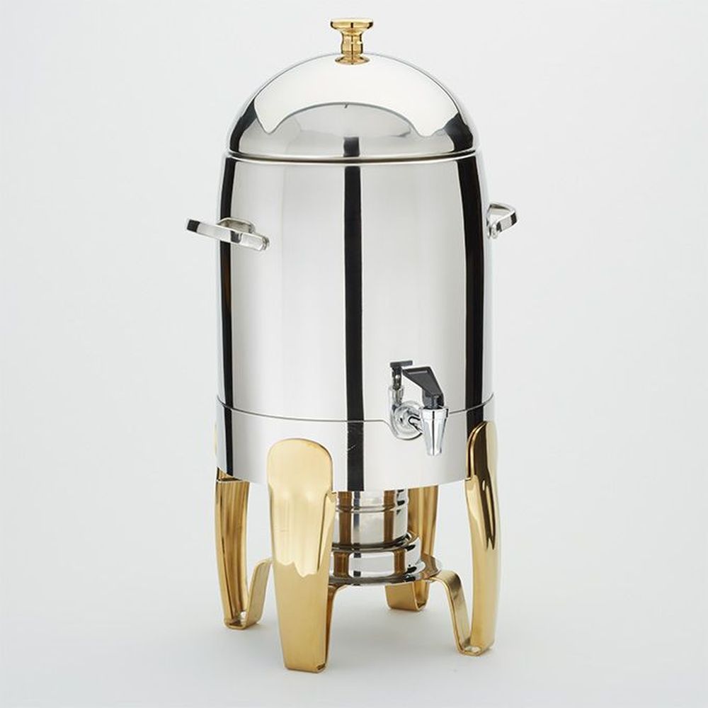 American Metalcraft Allegro Silver Stainless Steel Coffee Urn With Gold Accents Leg, 12 Quart Capacity