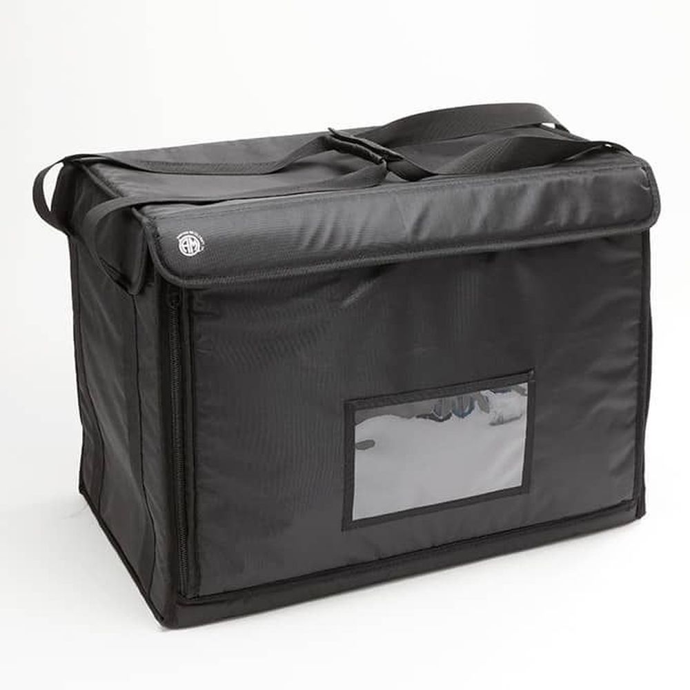 American Metalcraft Black Deluxe Plastic Frame Pizza Delivery Bag Fits Full And Half Size Food Pans, 22 X 13 X 16 Inch