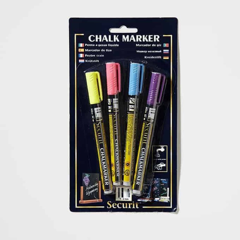 American Metalcraft Assorted Original Mini Tip Chalk Marker - Neon Purple, Yellow, Pink, Orange, 4 Count -- 144 Per Case