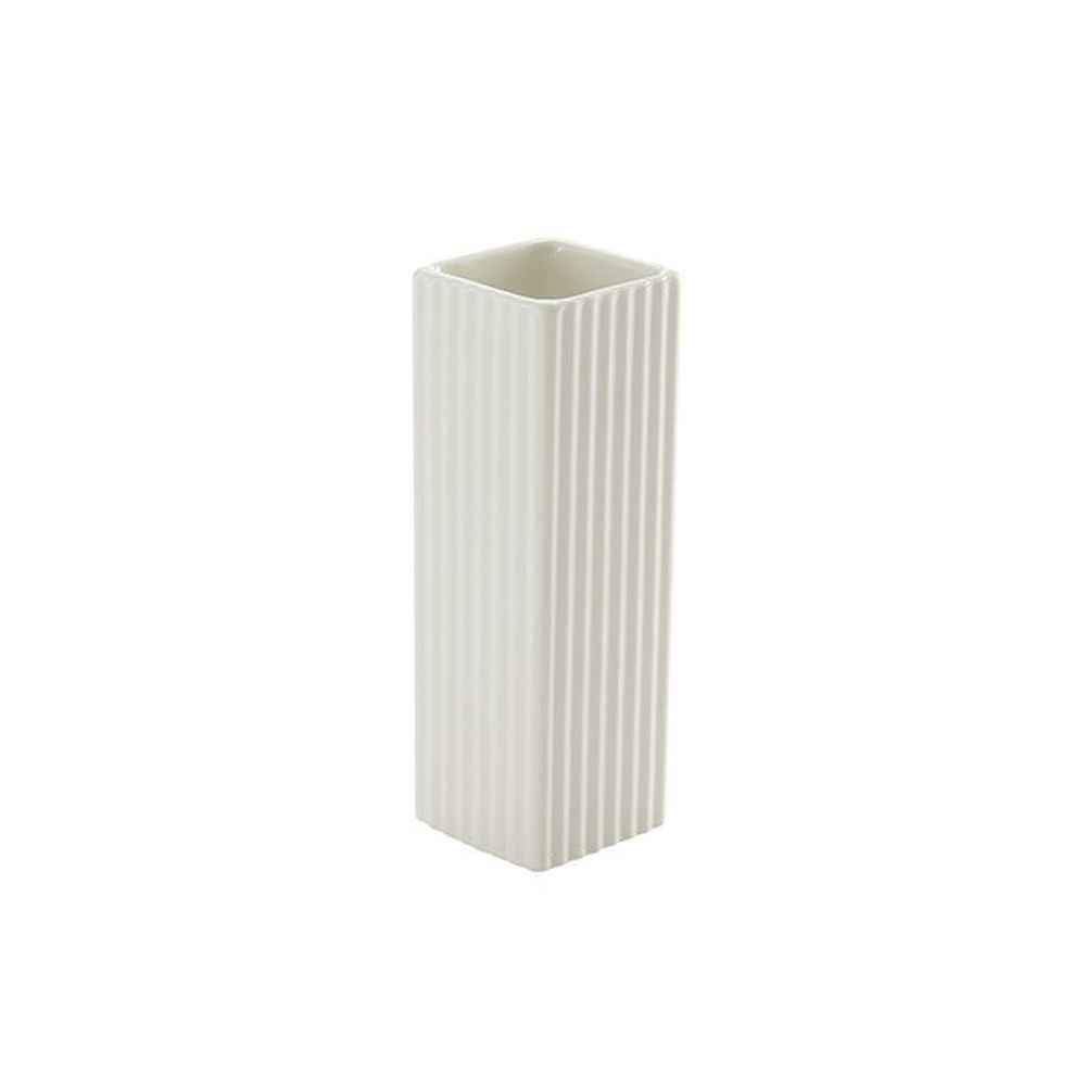 American Metalcraft White Ceramic Fluted Square Bud Vase, 1 3/4 Inch Square X 5 1/4 Inch Height -- 48 Per Case