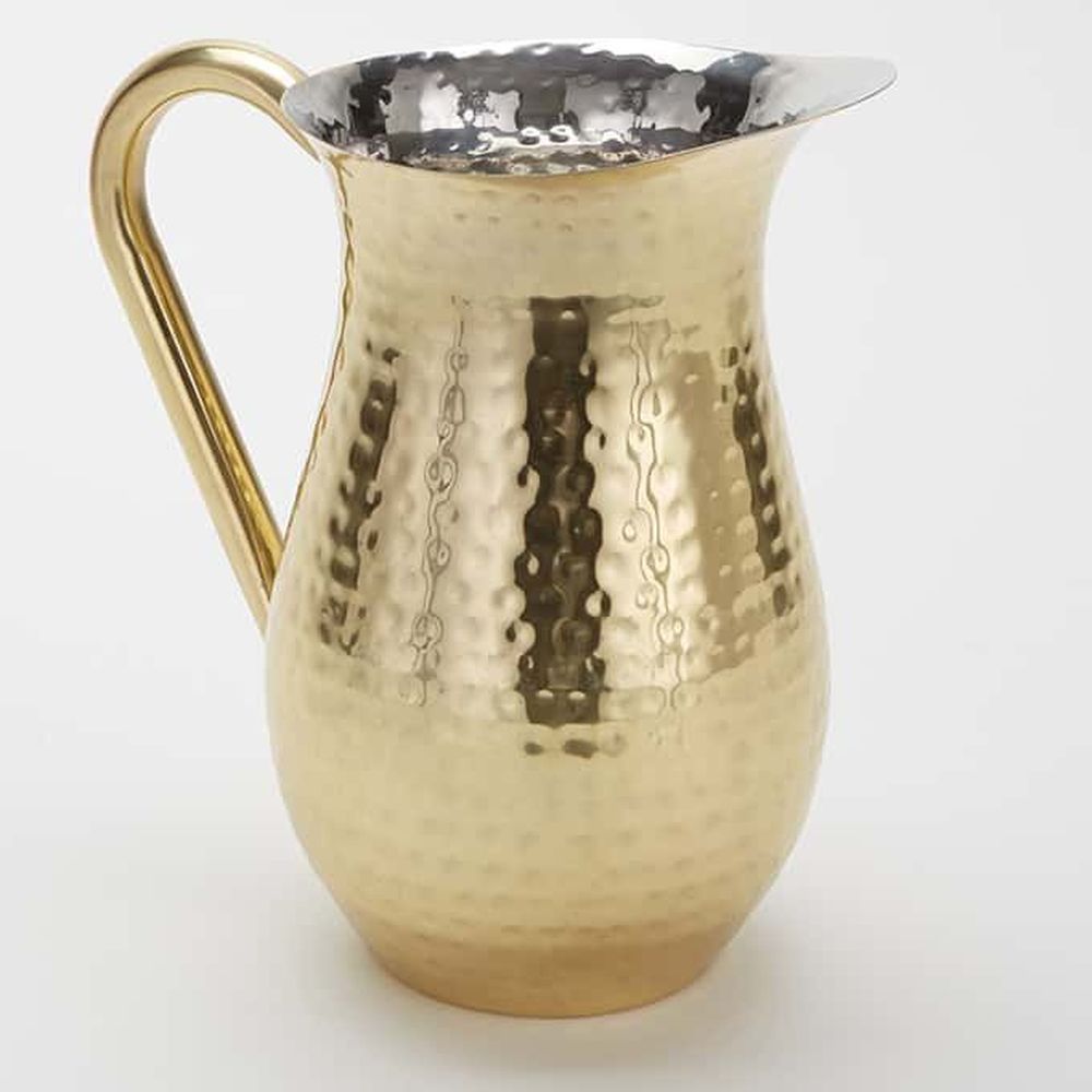 American Metalcraft Gold Hammered Stainless Steel Long Neck Bell Pitcher, 84 Ounce Capacity -- 6 Per Case