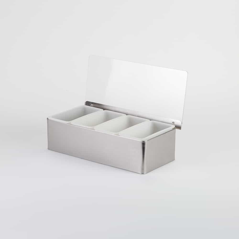 American Metalcraft Silver Stainless Steel Satin Finish 4-compartment Condiment Holder, 12 X 5-3/4 X 3-1/2 Inch -- 16 Per Case