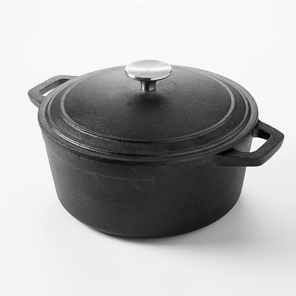 American Metalcraft Black Cast Iron Large Round Casserole With Handles, 4 Quart Capacity -- 2 Per Case