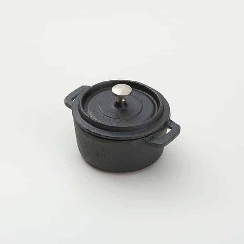 American Metalcraft Black Cast Iron Small Round Pot With Lid, 9 Ounce Capacity -- 12 Per Case