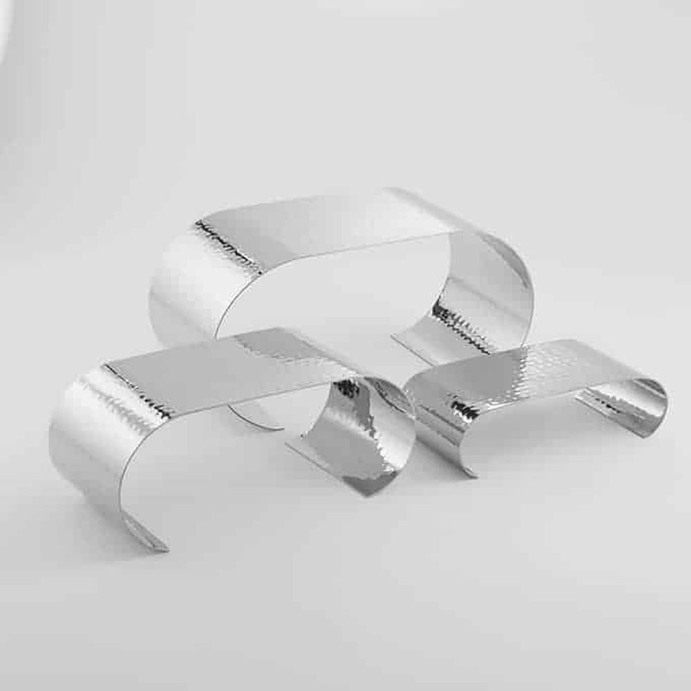 American Metalcraft Silver Hammered Stainless Steel Curl Riser Set, Set Of 3 -- 6 Per Case
