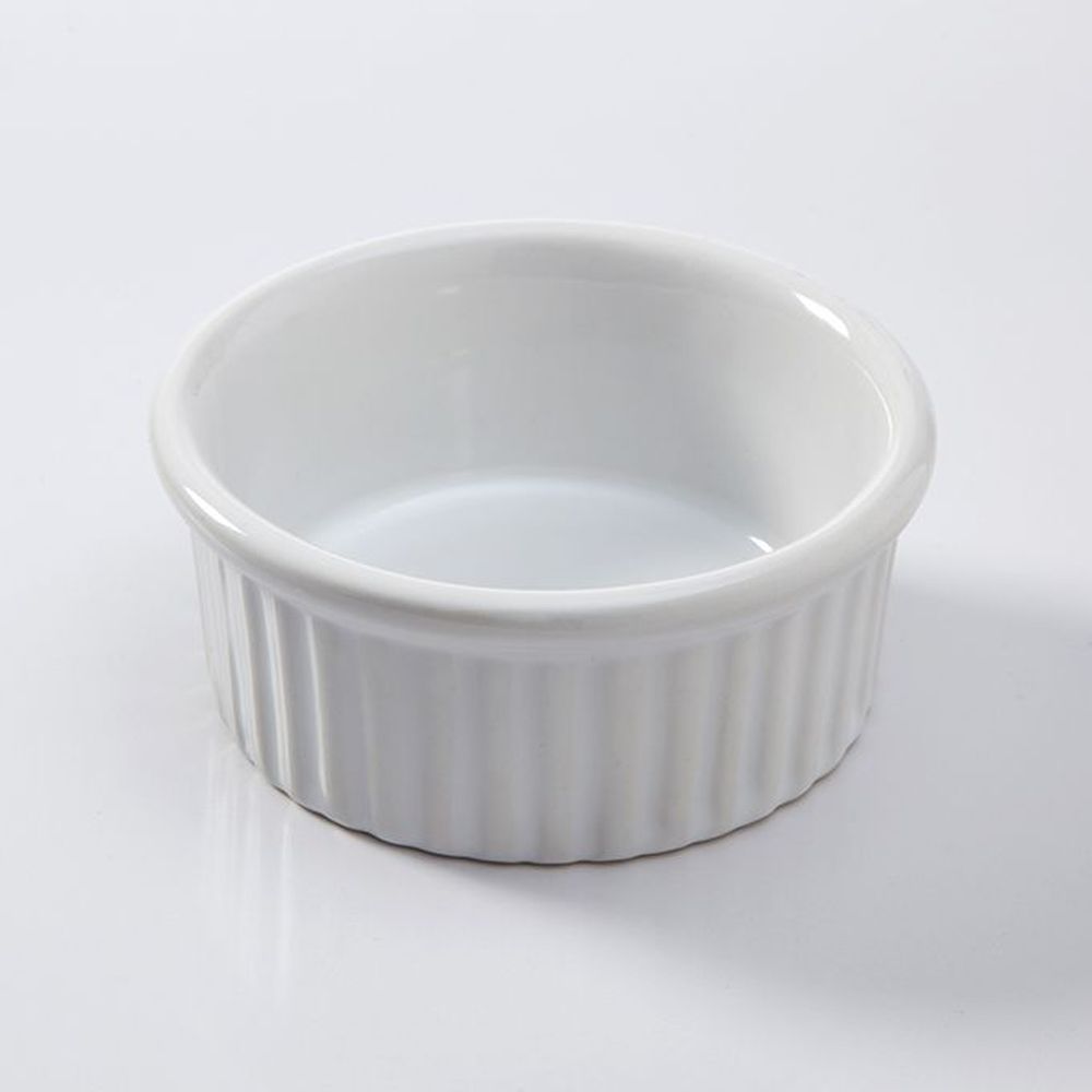 American Metalcraft White Ceramic Ramekin With Ribbed Sides, 4 Ounce Capacity -- 24 Per Case