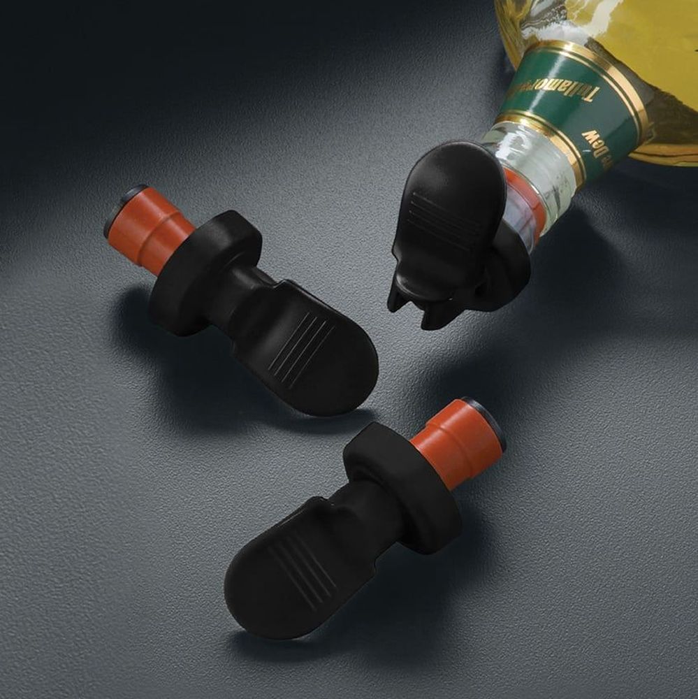 American Metalcraft Black Plastic Bottle Stopper, 3 Count -- 60 Per Case
