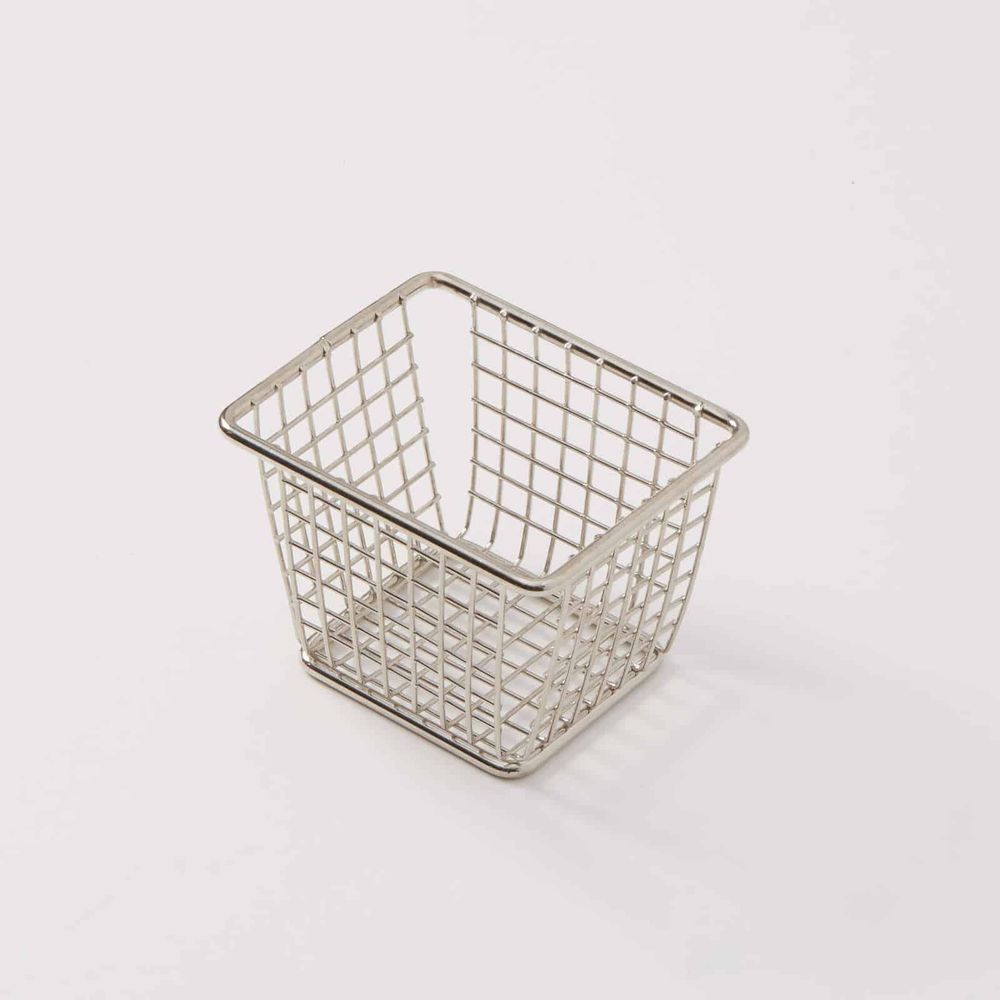 American Metalcraft Silver Stainless Steel Rectangular Mini Snack Basket Without Handle, 4-1/8 X 3-3/8 X 3 Inch -- 48 Per Case