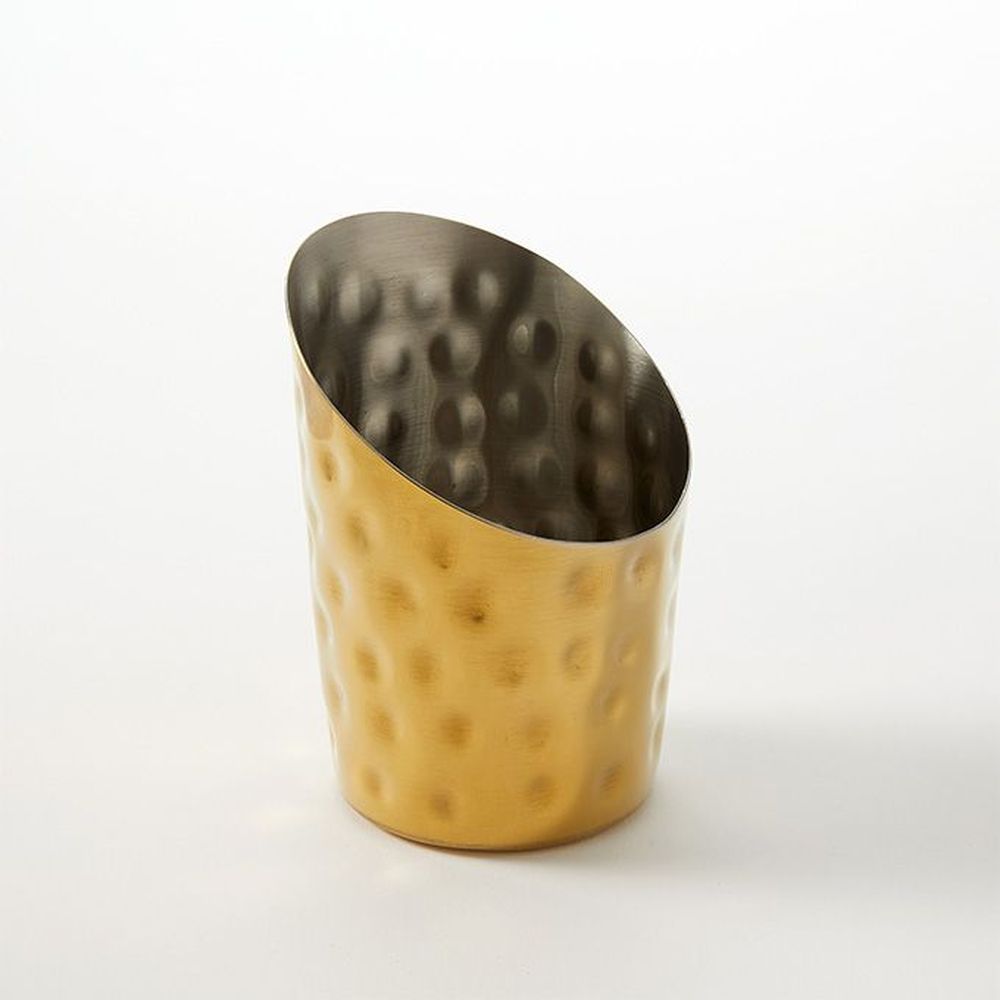 American Metalcraft Gold Hammered Stainless Steel Angled Fry Cup, 12 Ounce Capacity -- 72 Per Case