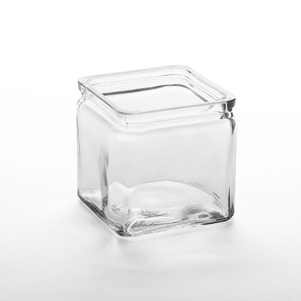 American Metalcraft Clear Glass Square Jar, 24 Ounce Capacity -- 16 Per Case